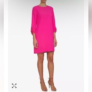 CeCe hot pink tie- sleeve shift dress